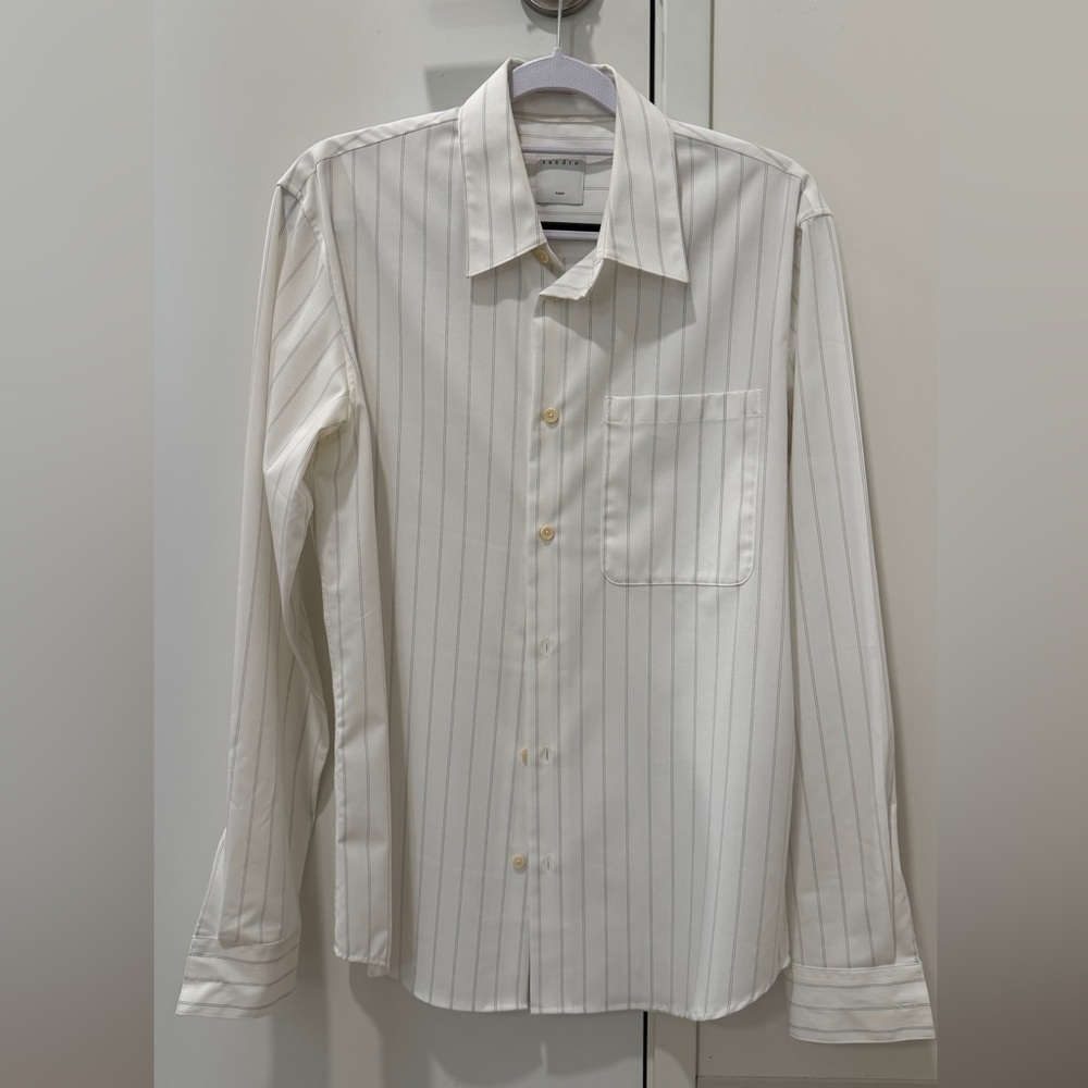Sandro Ivory Striped Casual Button Down Shirt